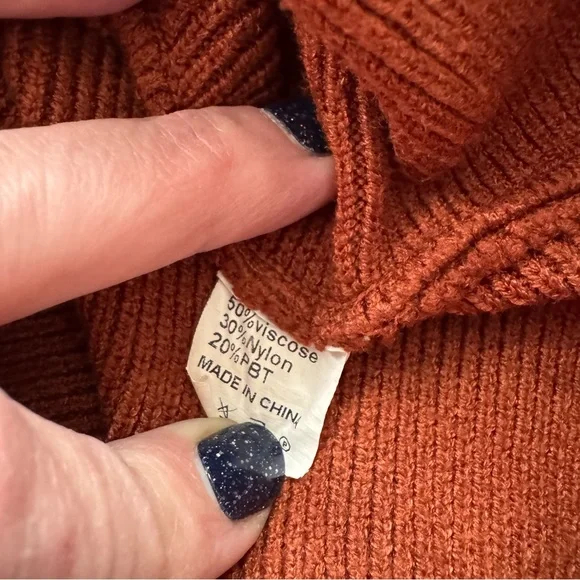 Rust Turtleneck Sweater Tunic length - Picture 3 of 4